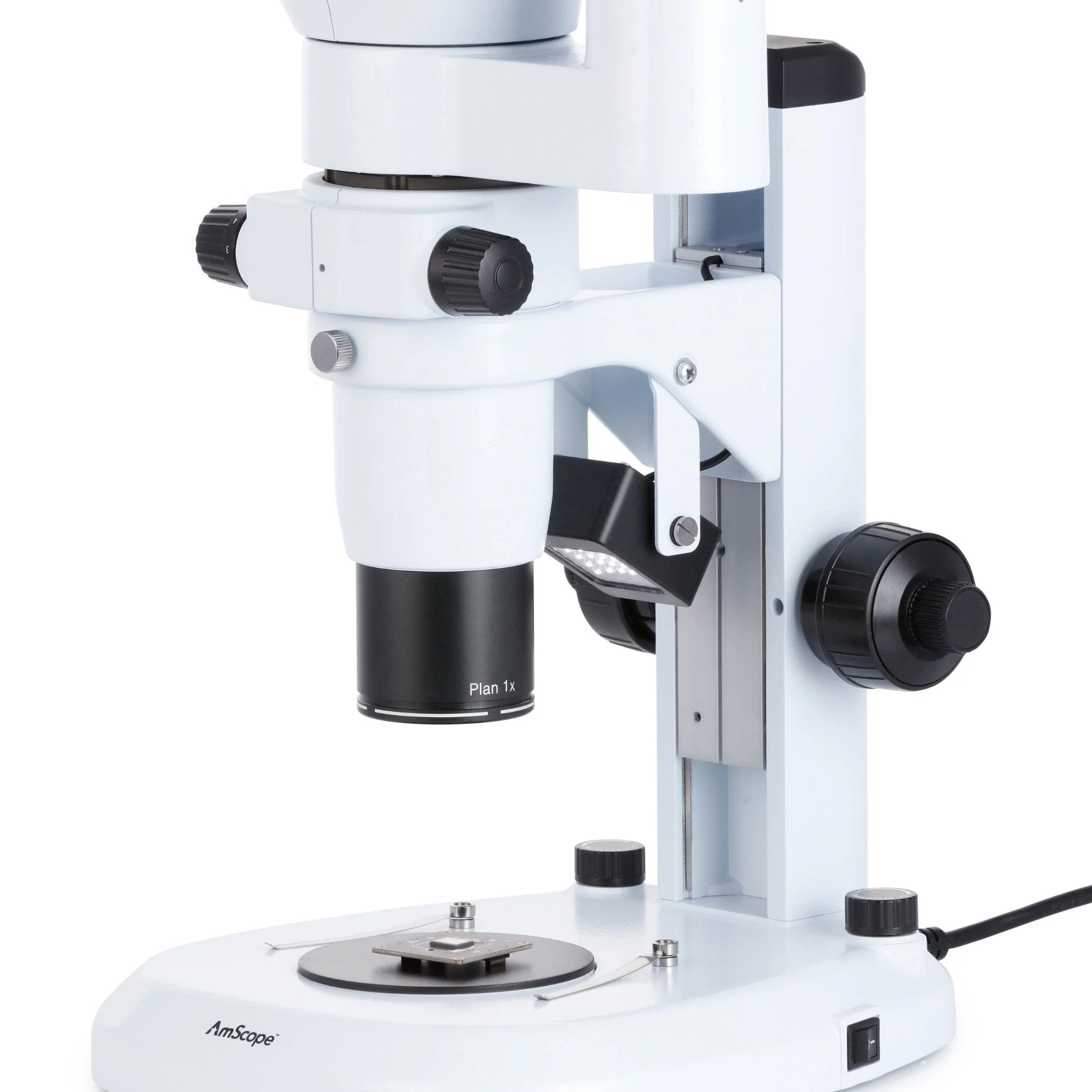 AmScope PM240 Series Zoom Trinocular Stereo Microscope 8X-80X Magnification on Track Stand with Common Main Objective(CMO) - Image 5