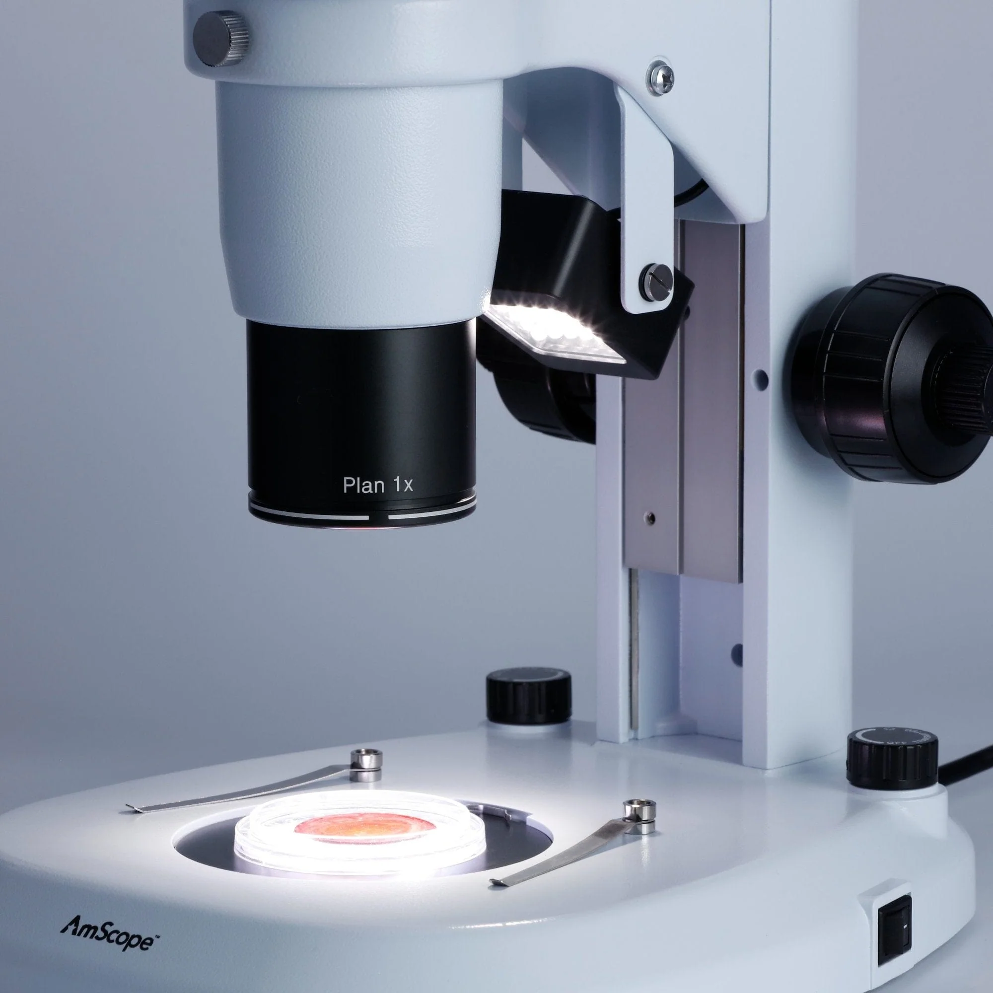 AmScope PM240 Series Zoom Trinocular Stereo Microscope 8X-80X Magnification on Track Stand with Common Main Objective(CMO) - Image 6