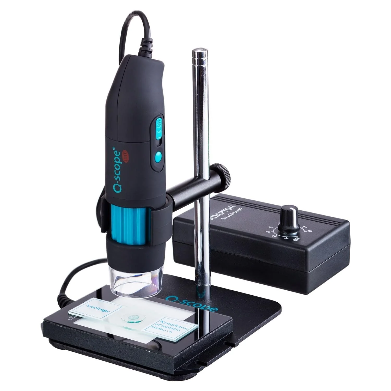 Q-Scope By AmScope 1.3MP USB Handheld Digital Microscope 10X-50X, 200X  Magnification on Simple Stand with LED Illumination and Illumination Plate