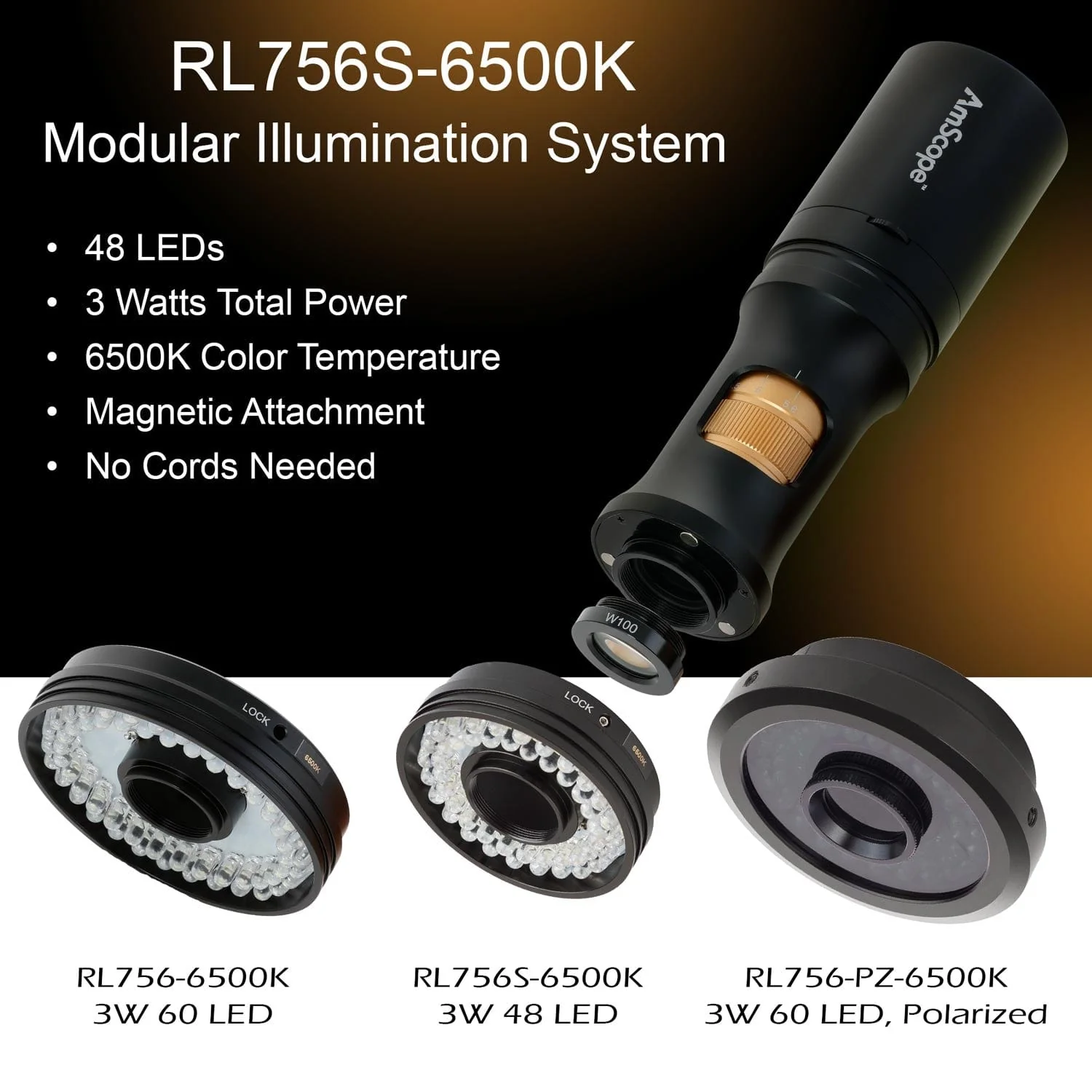 AmScope 48-LED Ring Light for DM756 Digital Microscopes - Image 4