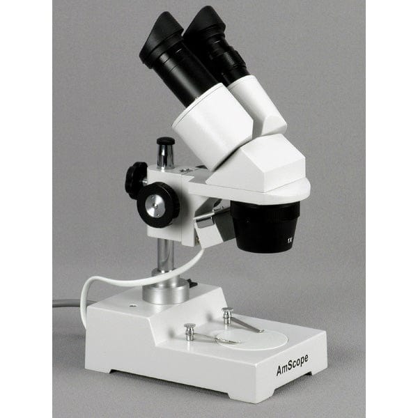 AmScope SE303 Series Compact Multi-Lens Binocular Stereo Microscope 5X-30X Magnification on Metal Pillar Stand with Reverse Angled Head, Top Lighting, 1MP Digital Eyepiece Camera - Image 2
