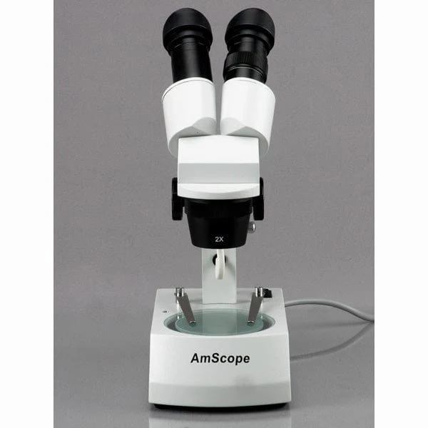 AmScope SE305 Series Compact Multi-Lens Binocular Stereo Microscope 10X-60X Magnification with Reverse Angled Head, Metal Track Stand, Top & Bottom Halogen Lighting - Image 2