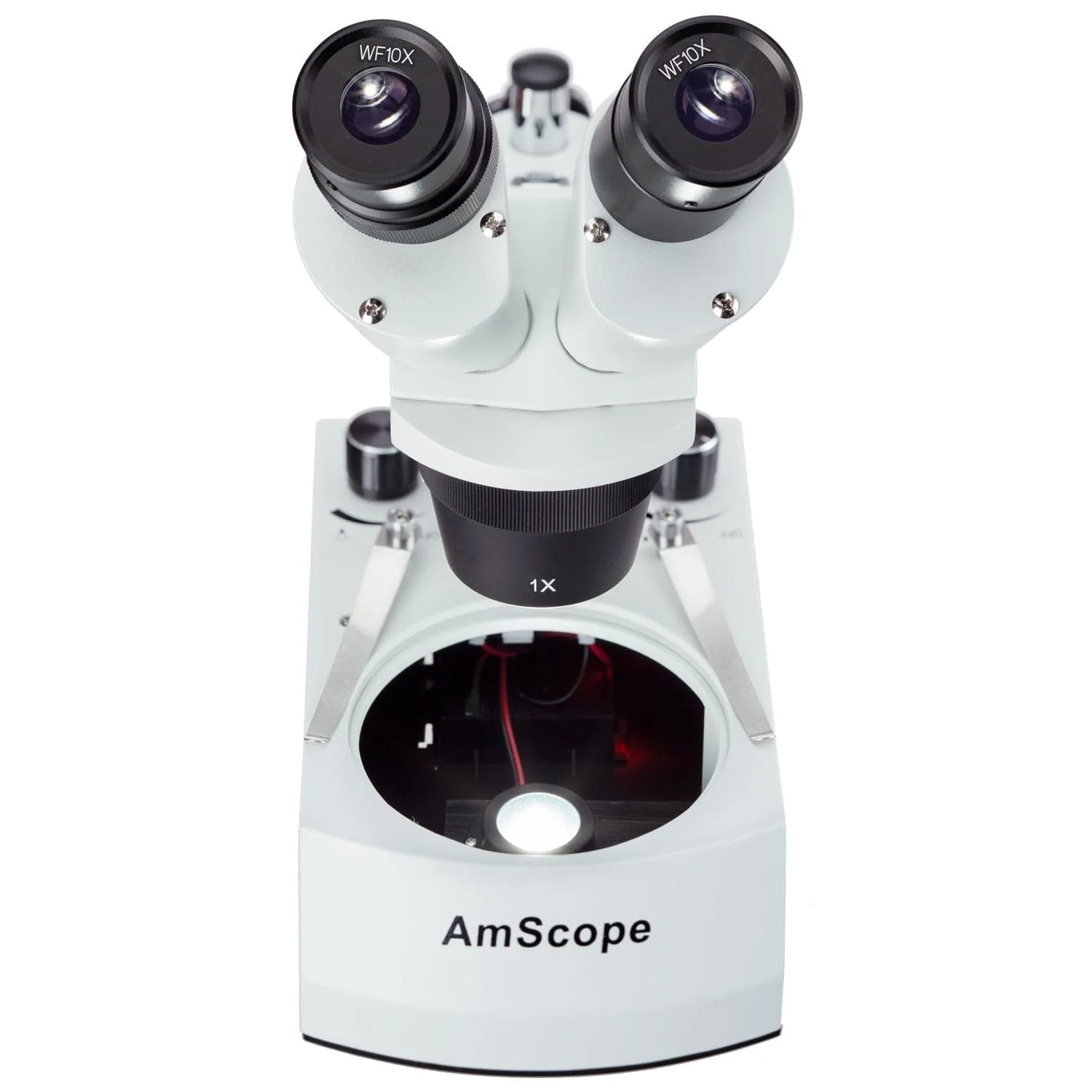 AmScope SE305 Series Compact Multi-Lens Binocular Stereo Microscope 5X-30X Magnification with Angled Head, Metal Pillar Stand, Top & Bottom LED Lighting, 1MP Digital Eyepiece Camera - Image 3