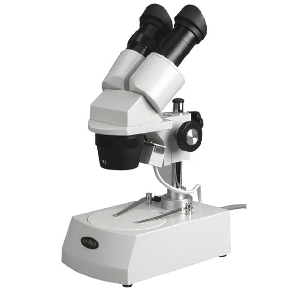 AmScope SE306 Series Compact Multi-Lens Binocular Stereo Microscope 10X-40X Magnification with Reverse Angled Head, Metal Pillar Stand, Top & Bottom Halogen Lighting