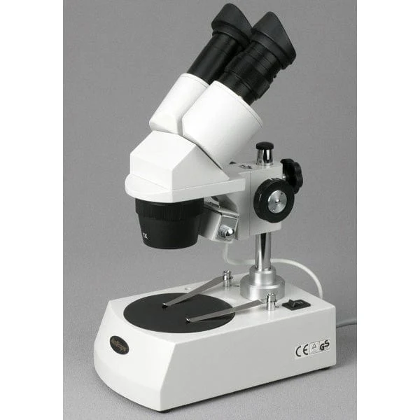 AmScope SE306 Series Compact Multi-Lens Binocular Stereo Microscope 10X-40X Magnification with Reverse Angled Head, Metal Pillar Stand, Top & Bottom Halogen Lighting - Image 3