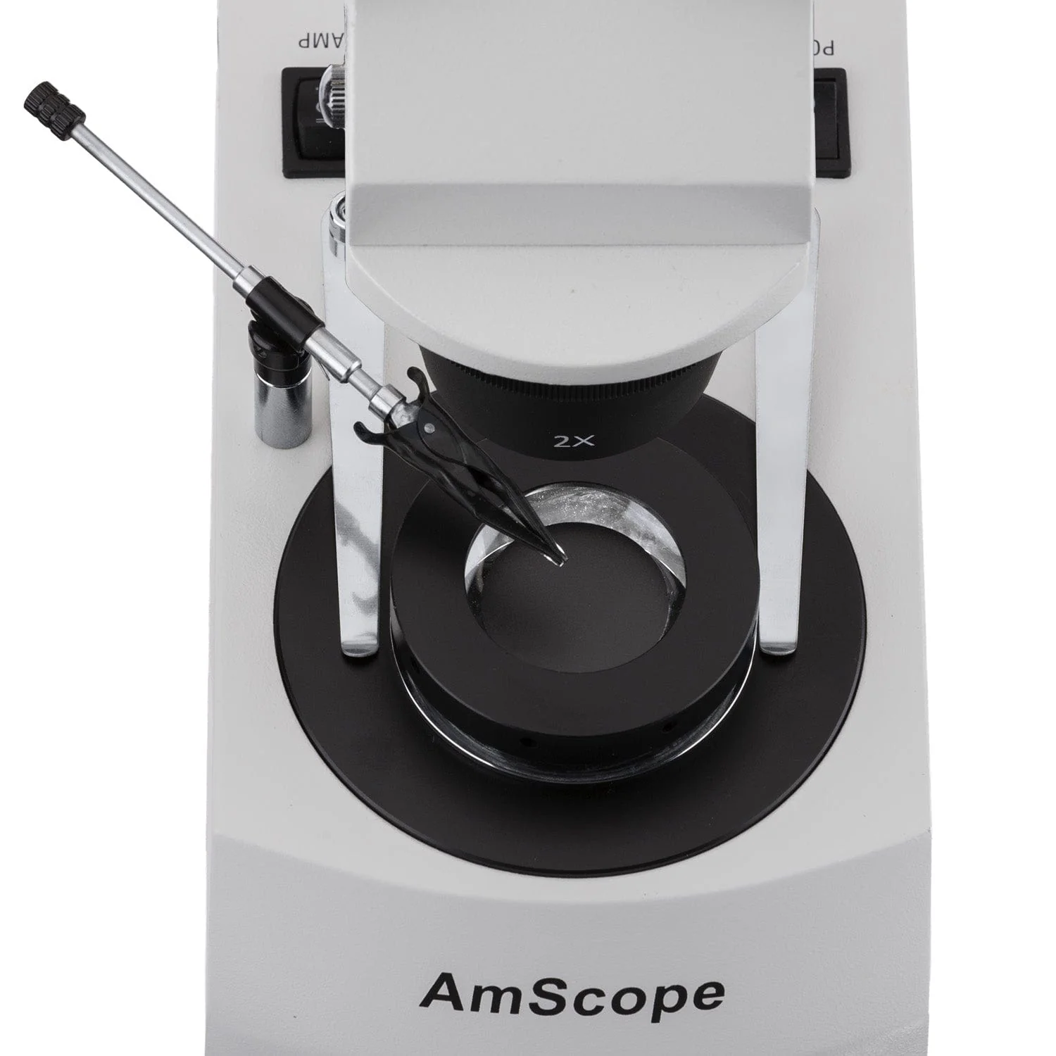 AmScope SE306 Series Compact Jeweler's Binocular Stereo Microscope 20X-60X Magnification with Reverse Angled Head, Metal Pillar Stand, Top & Bottom Halogen Lighting - Image 4