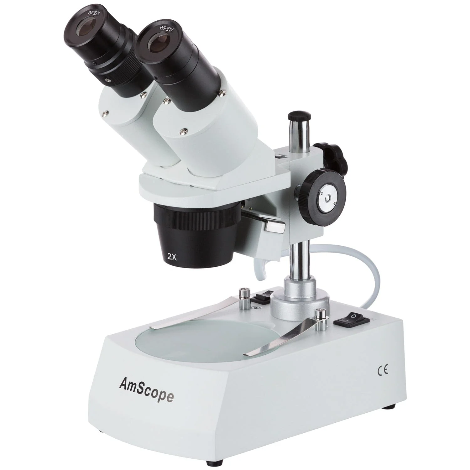 AmScope SE306 Series Compact Multi-Lens Binocular Stereo Microscope 20X-40X Magnification with Angled Head, Metal Pillar Stand, Top & Bottom Halogen Lighting, 1.3MP USB Camera - Image 3