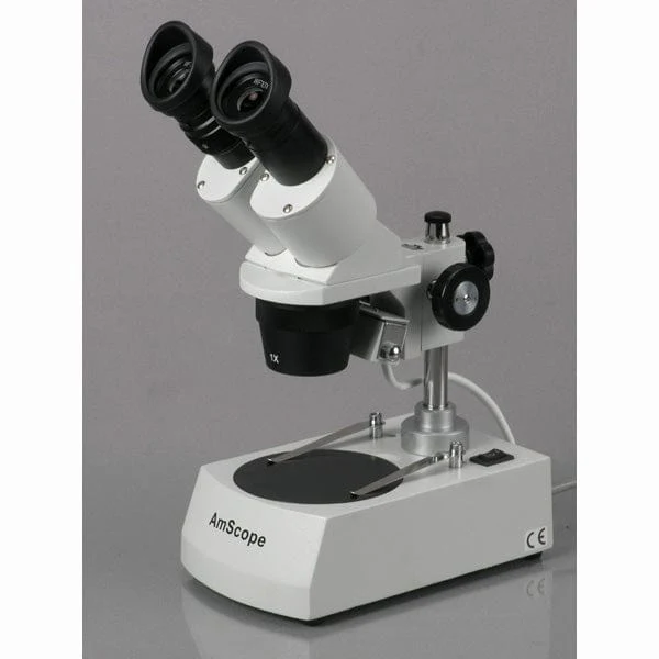 AmScope SE306 Series Compact Multi-Lens Binocular Stereo Microscope 20X-80X Magnification with Angled Head, Metal Pillar Stand, Top & Bottom Halogen Lighting, 1.3MP USB Camera - Image 3