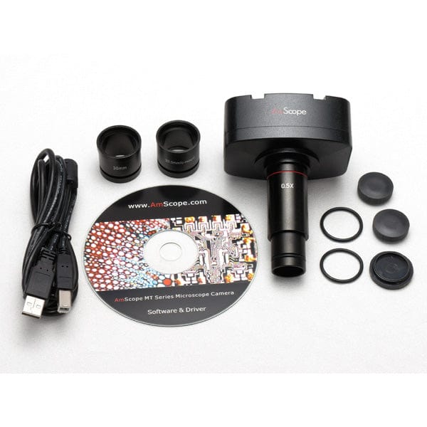 AmScope SE306 Series Compact Multi-Lens Binocular Stereo Microscope 20X-80X Magnification with Angled Head, Metal Pillar Stand, Top & Bottom Halogen Lighting, 1.3MP USB Camera - Image 5