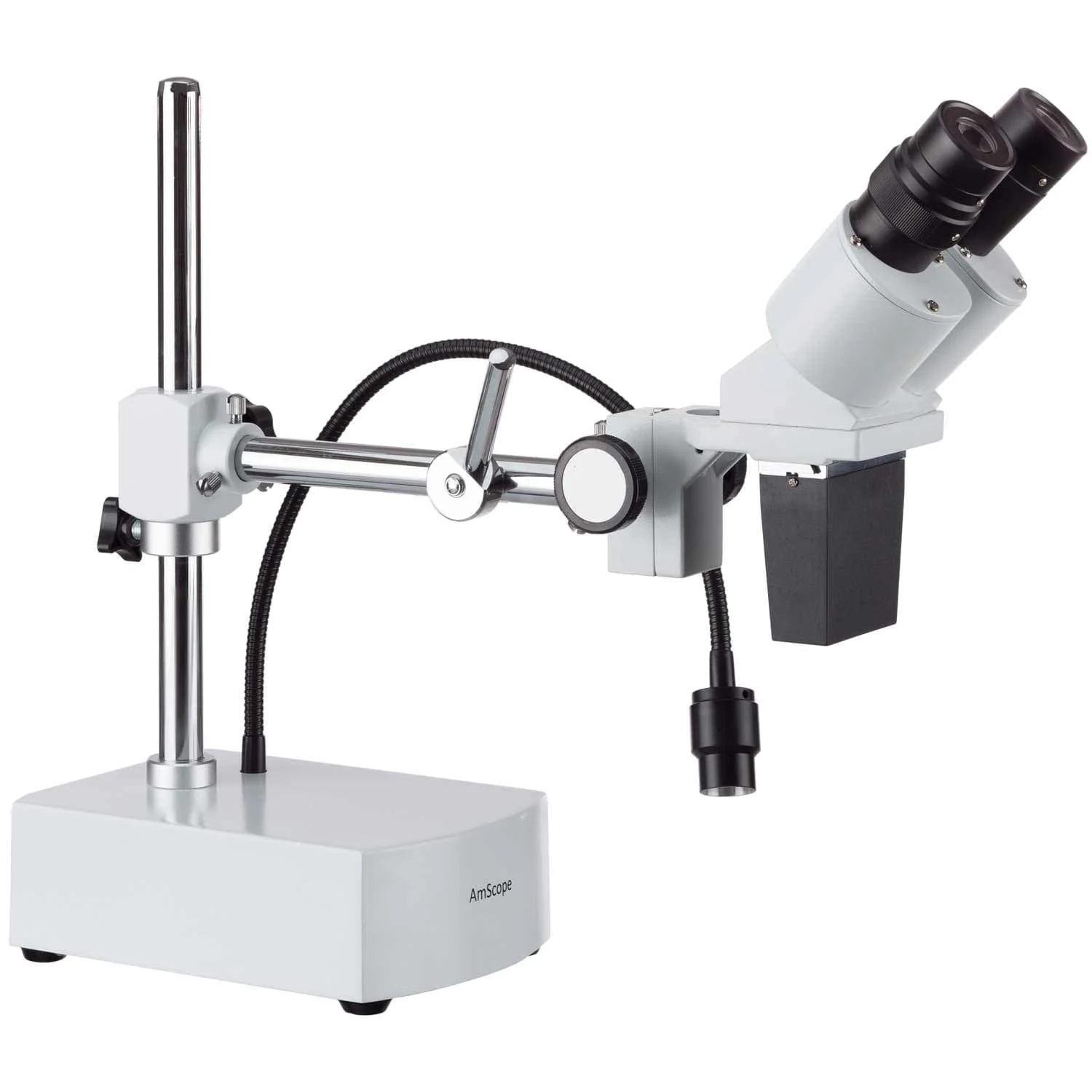 AmScope SE400 Series Compact Fixed-Lens Boom-Arm Stereo Microscope 10X-20X Magnification with Gooseneck LED Light - Image 2