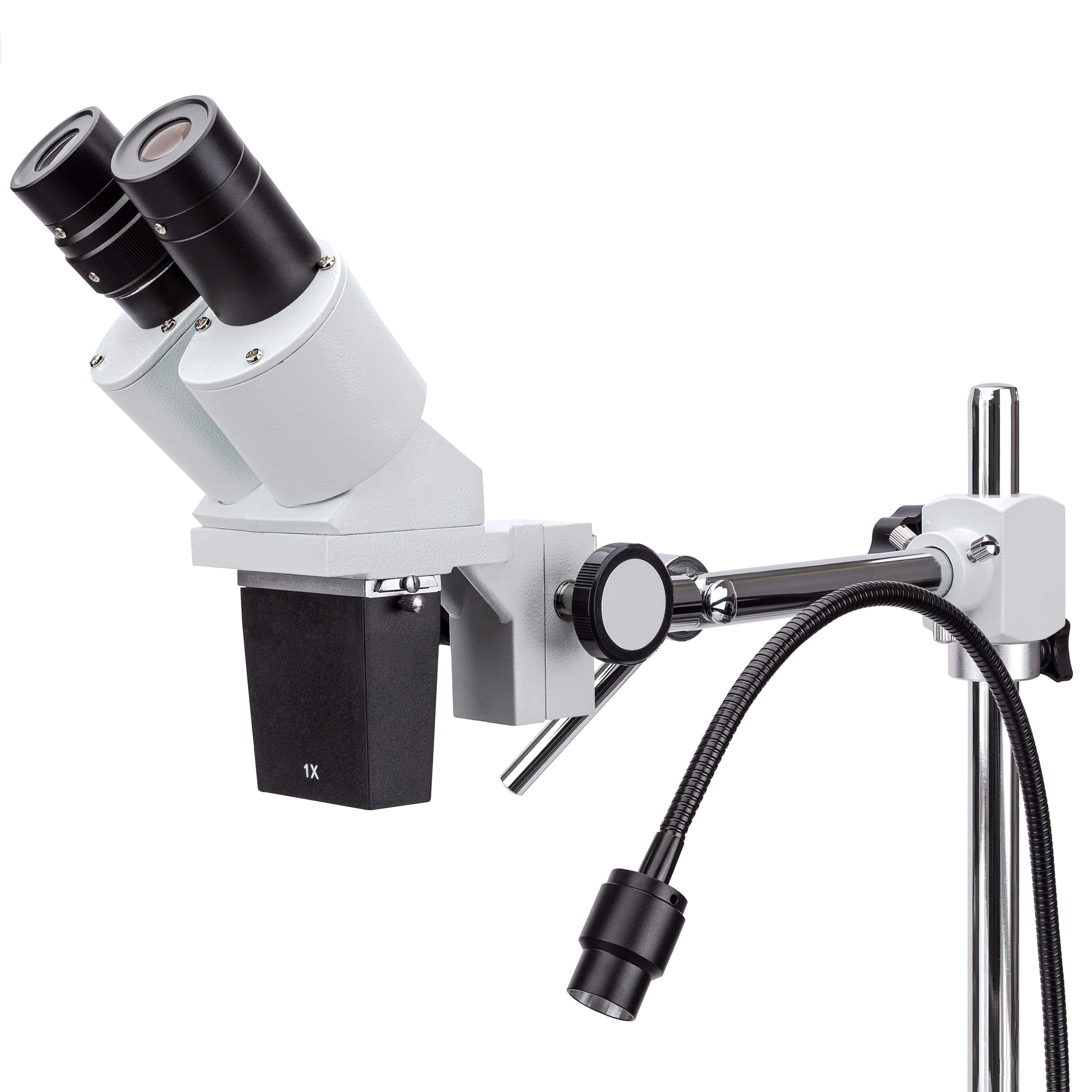 AmScope SE400 Series Compact Fixed-Lens Boom-Arm Stereo Microscope 10X-20X Magnification with Gooseneck LED Light - Image 3