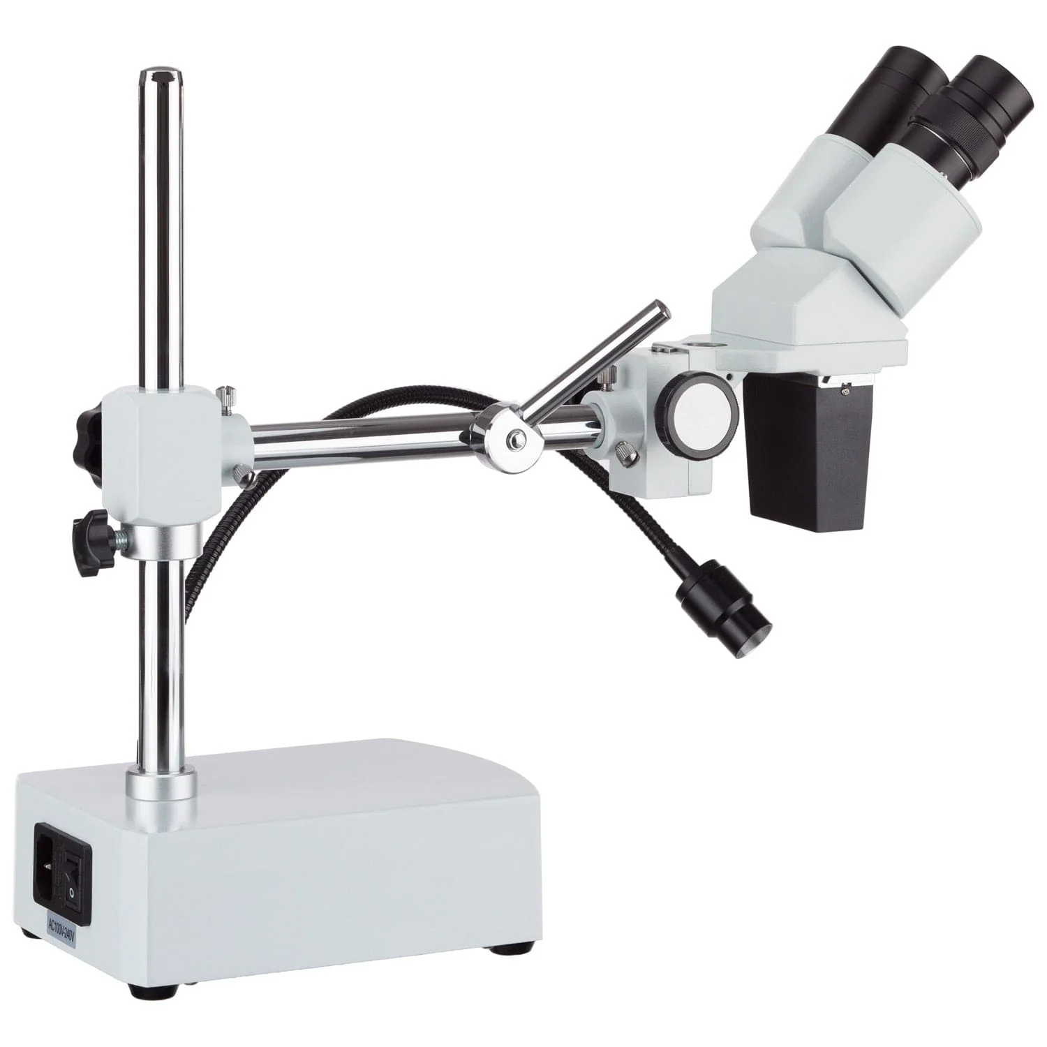 AmScope SE400 Series Compact Fixed-Lens Boom-Arm Stereo Microscope 10X-20X Magnification with Gooseneck LED Light - Image 5