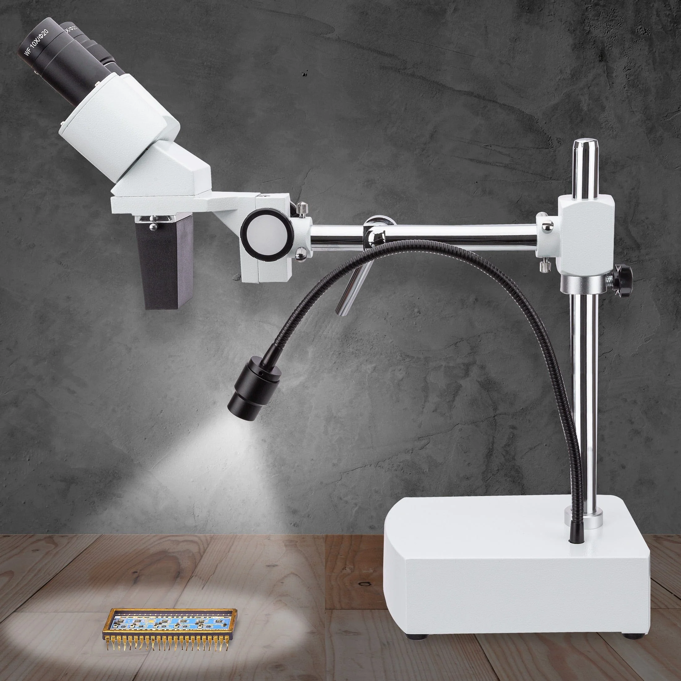 AmScope SE400 Series Compact Fixed-Lens Boom-Arm Stereo Microscope 10X-20X Magnification with Gooseneck LED Light - Image 7
