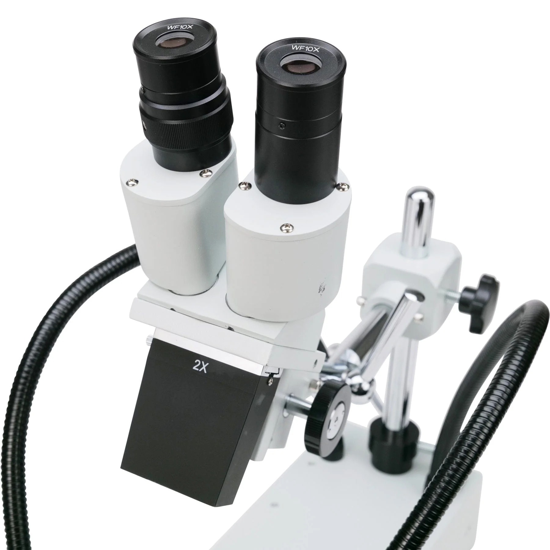 AmScope SE420 Series Compact Fixed-Lens Binocular Stereo Microscope 10X-20X Magnification on Boom-Arm Stand with Dual Gooseneck LED Lights - Image 3