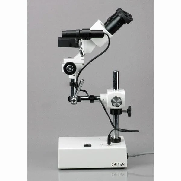 AmScope SE420 Series Widefield Binocular Stereo Microscope 10X & 20X Magnification on Boom Arm Stand with Incident Light - Image 3