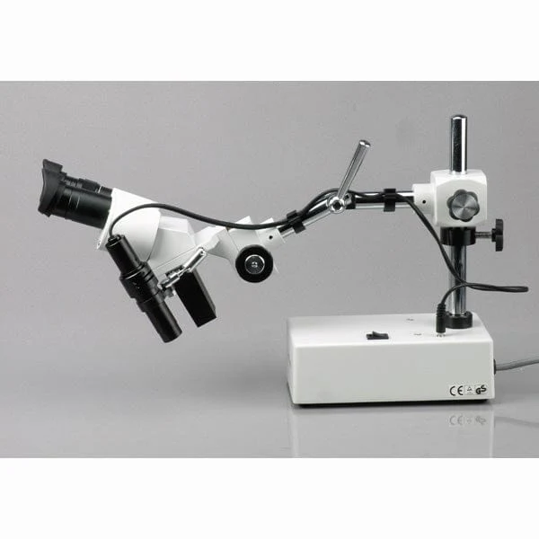 AmScope SE420 Series Compact Fixed-Lens Binocular Stereo Microscope 20X-40X Magnification on Boom-Arm Stand with Incident Light - Image 4