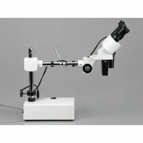 AmScope SE420 Series Compact Fixed-Lens Binocular Stereo Microscope 20X-40X Magnification on Boom-Arm Stand with Incident Light - Image 5