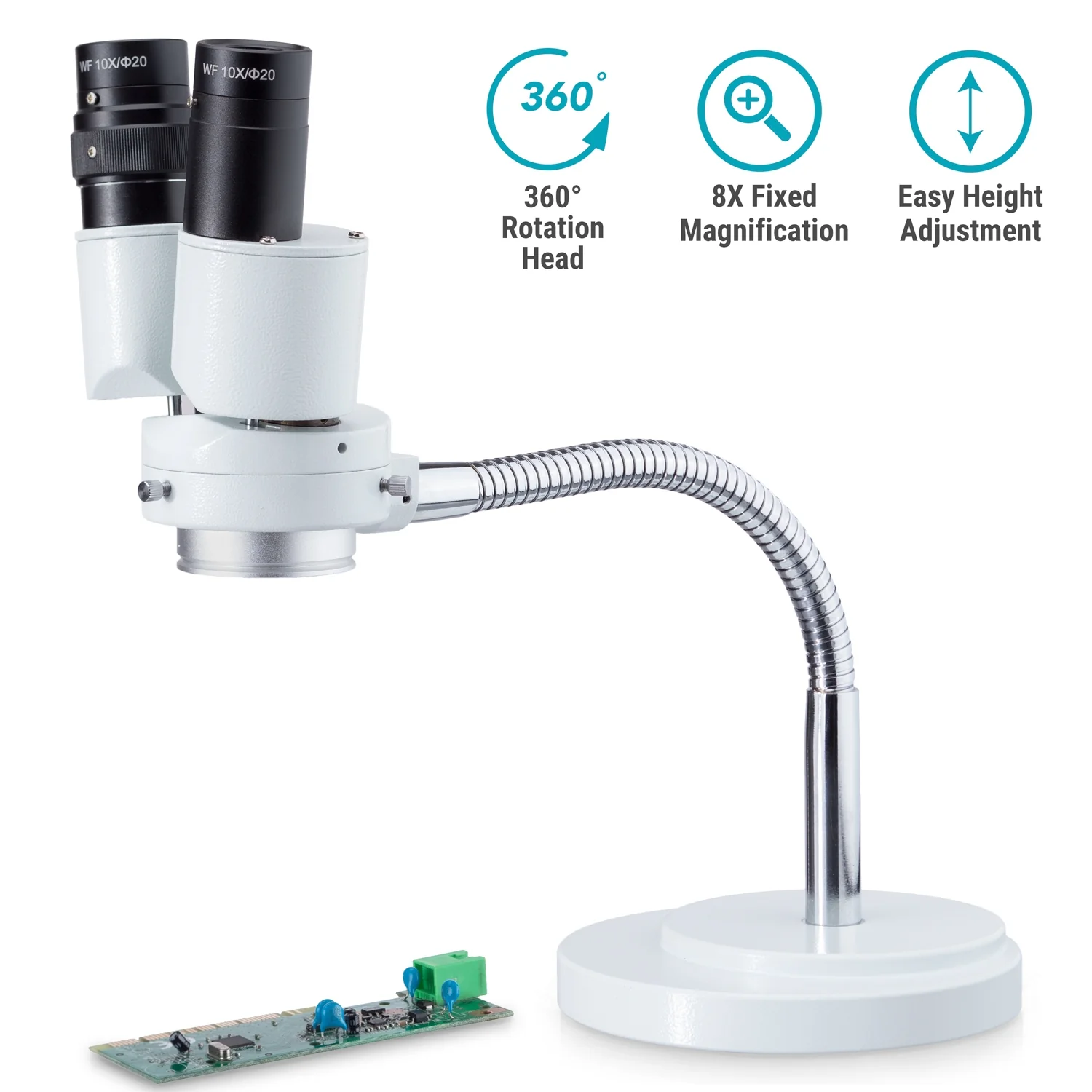 Amscope SE508 Stereo Microscope for Kids Industrial Inspection, PCB & Soldering, Gem & Jewelry - Image 2