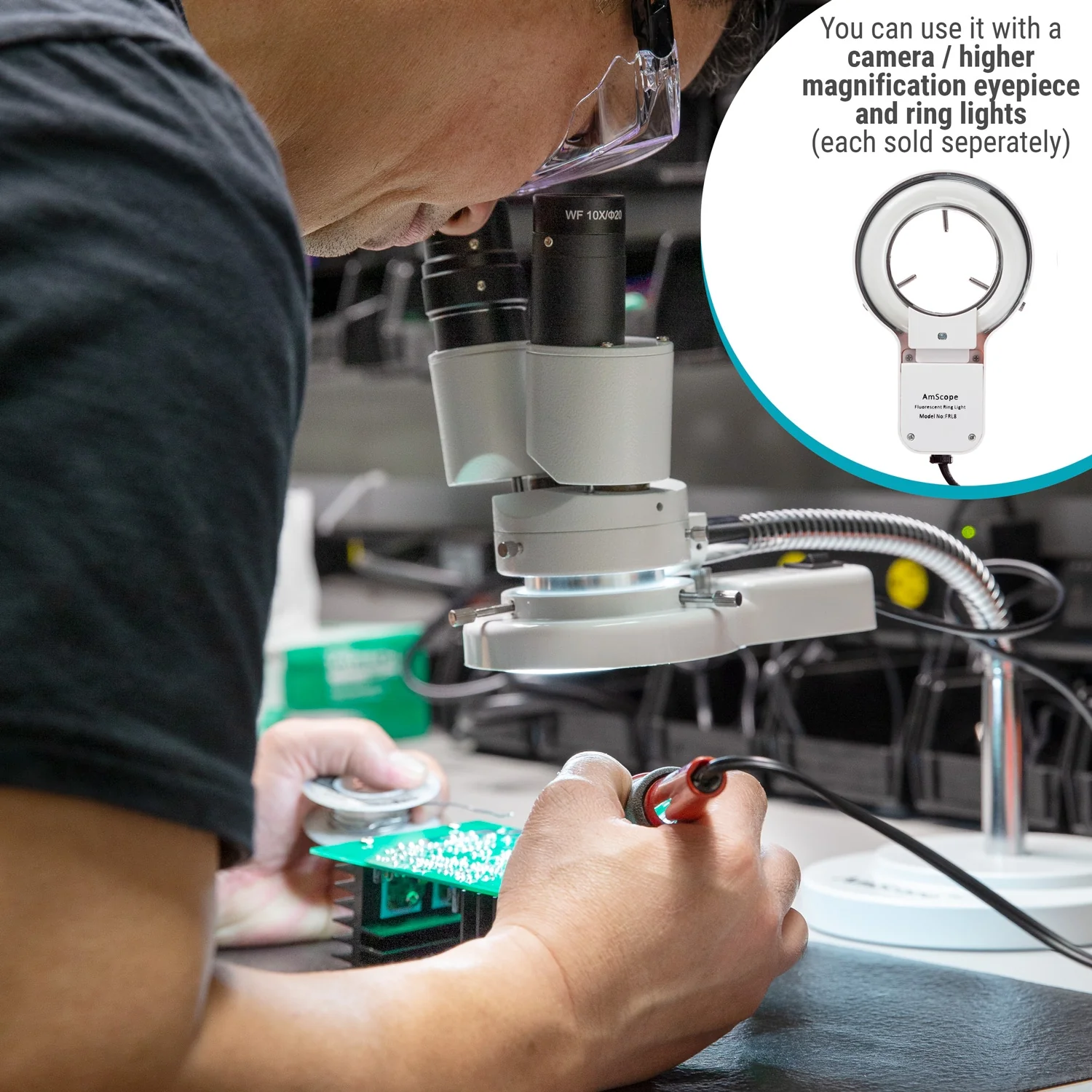 Amscope SE508 Stereo Microscope for Kids Industrial Inspection, PCB & Soldering, Gem & Jewelry - Image 4