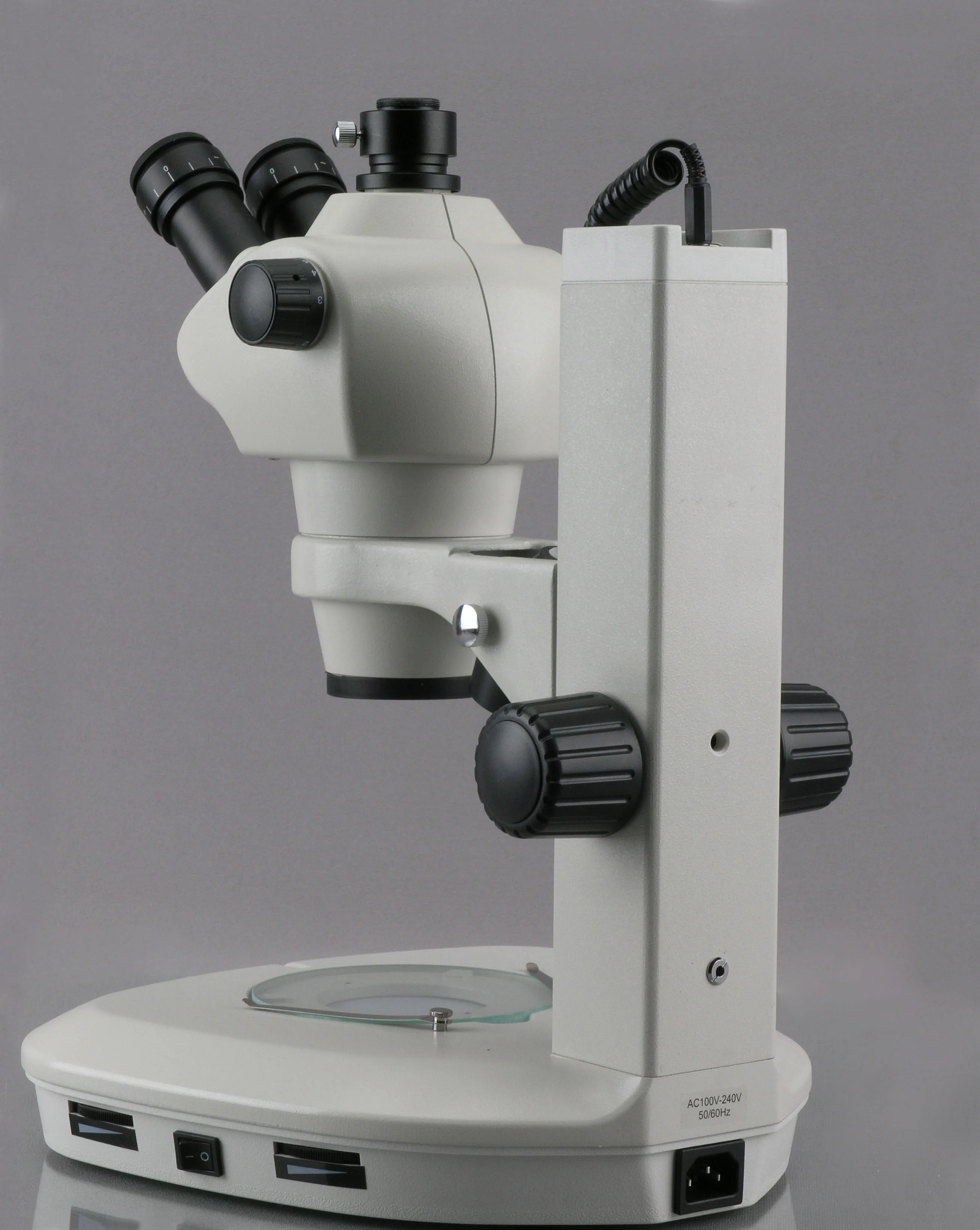 AmScope SF-2 Series Zoom Trinocular Stereo Microscope 8X-50X Magnification onTrack Stand with 2 LED Lights & 720p Wi-Fi Camera - Image 6