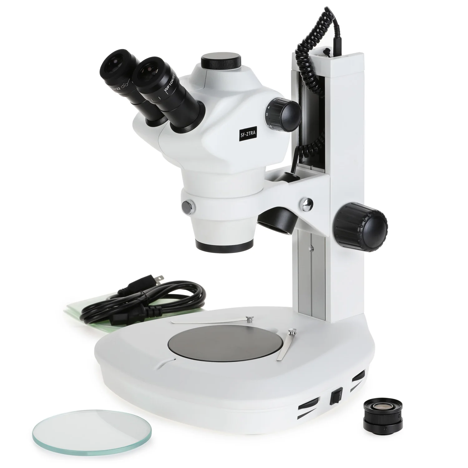 AmScope SF-2T Series Zoom Parfocal Trinocular Stereo Microscope 8X-50X Magnification on Track Stand With Top & Bottom LED Lights - Image 5