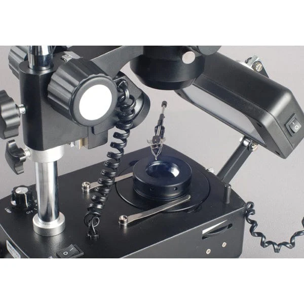 AmScope SH-2 Series Jewelry Gem Trinocular Stereo Microscope 10X-40X Magnification on Pillar Stand with Three Lights - Image 5