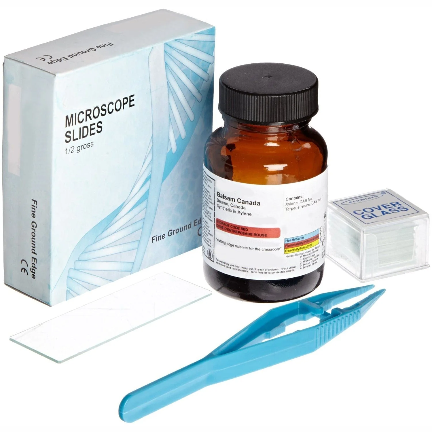 AmScope Microscope Slide Making Kit - Synthetic Balsam, Slides, Forceps & Instructions