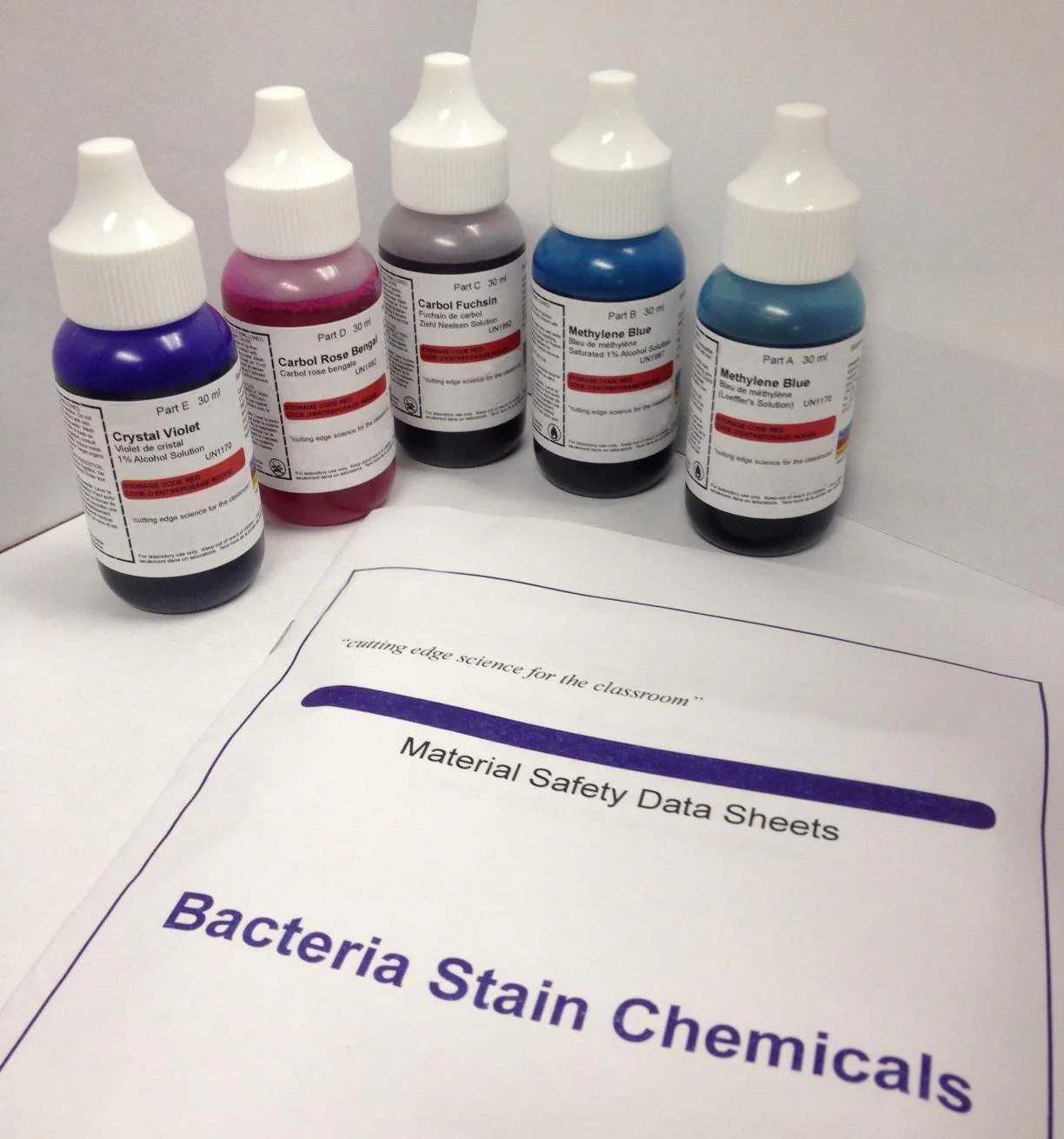 AmScope Bacteria Stain Kit of Five Chemicals for Preparing Microscope Slides - Image 2