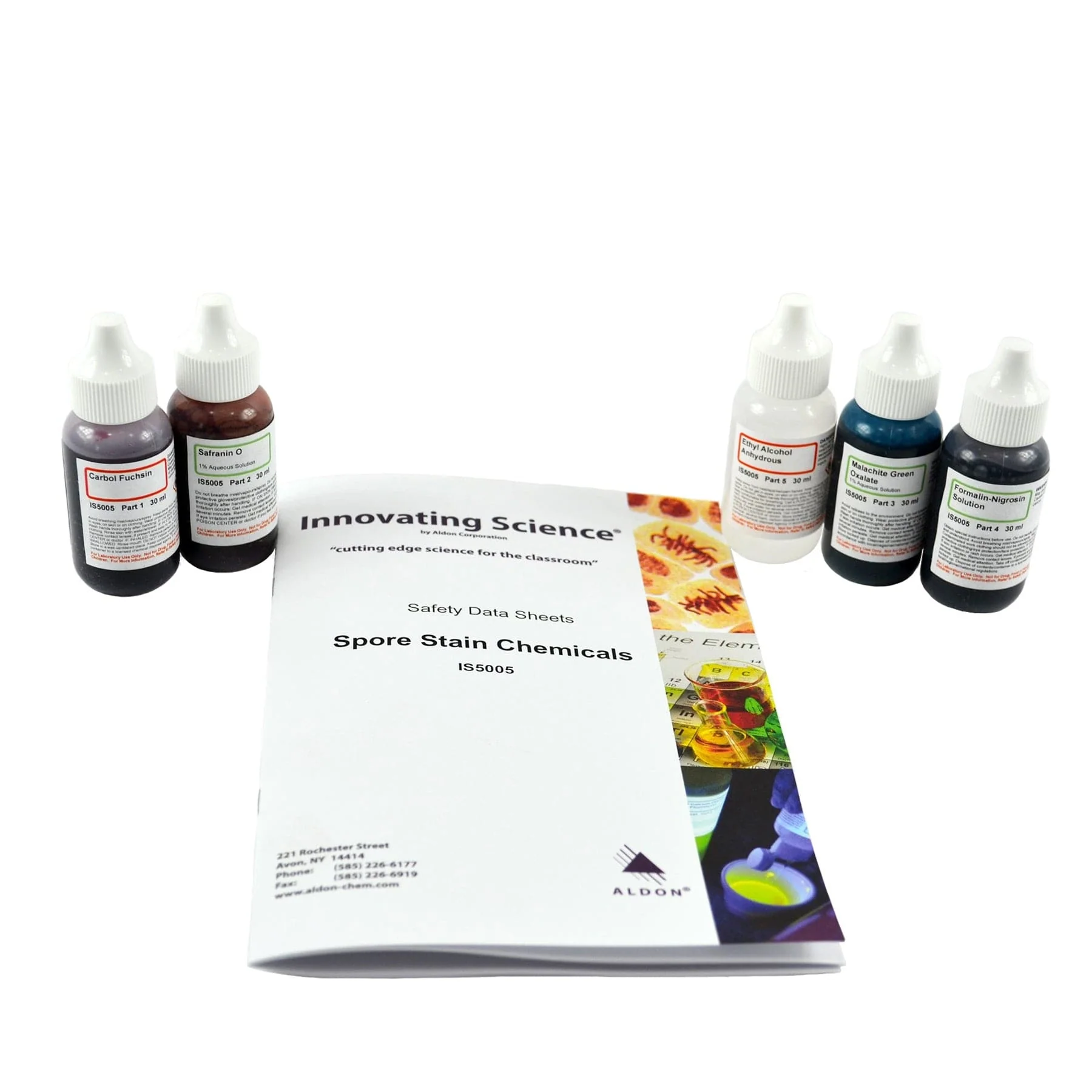 AmScope Spore Stain Kit of Five Chemicals for Preparing Microscope Slides - Image 4