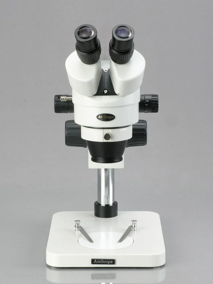 AmScope SM-1 Series Soldering Zoom Binocular Stereo Microscope 3.5X-225X Magnification on Pillar Stand with LED Gooseneck Lights - Image 4