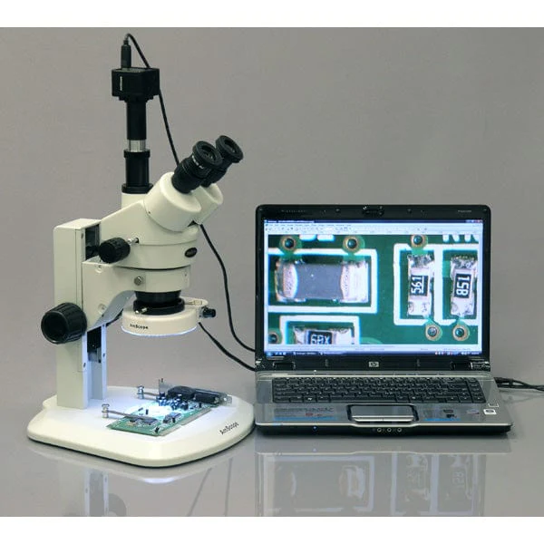 AmScope SM-1 Series Zoom Binocular Stereo Microscope 3.5X-180X Magnification on Pillar Stand with 80-LED Light and 8MP Camera - Image 3