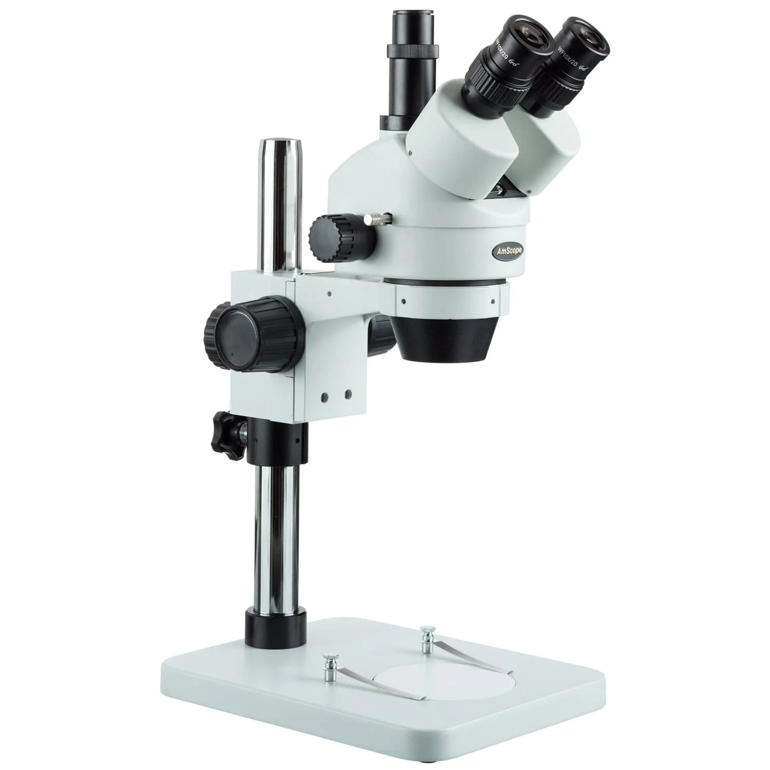 AmScope SM-1 Series Zoom Trinocular Stereo Microscope 7X-45X Magnification on Table Pillar Stand - Image 3