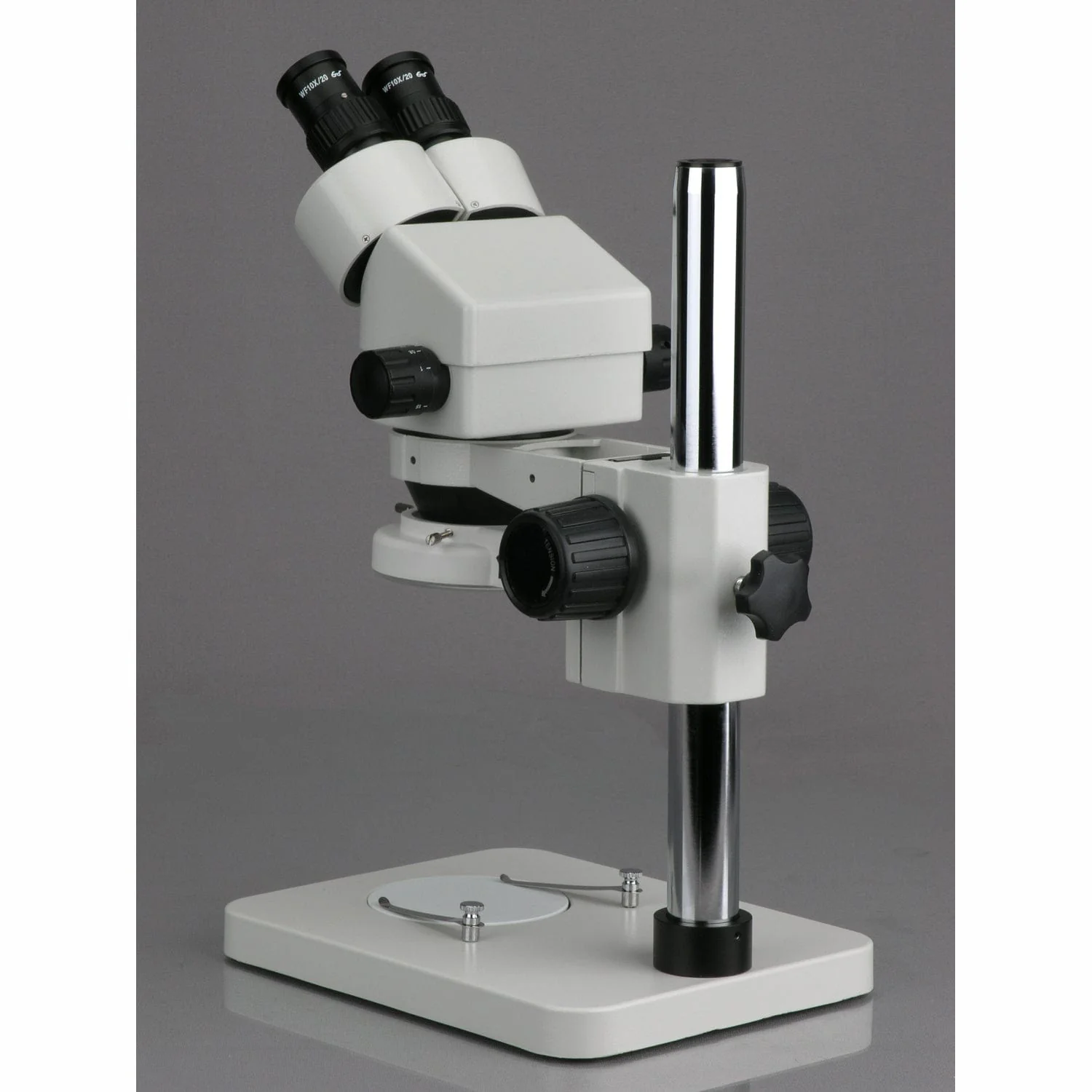 AmScope SM-1 Series Zoom Trinocular Stereo Microscope 7X-45X Magnification on Pillar Stand With 14" Pillar Stand & 64 LED Ring Light - Image 3