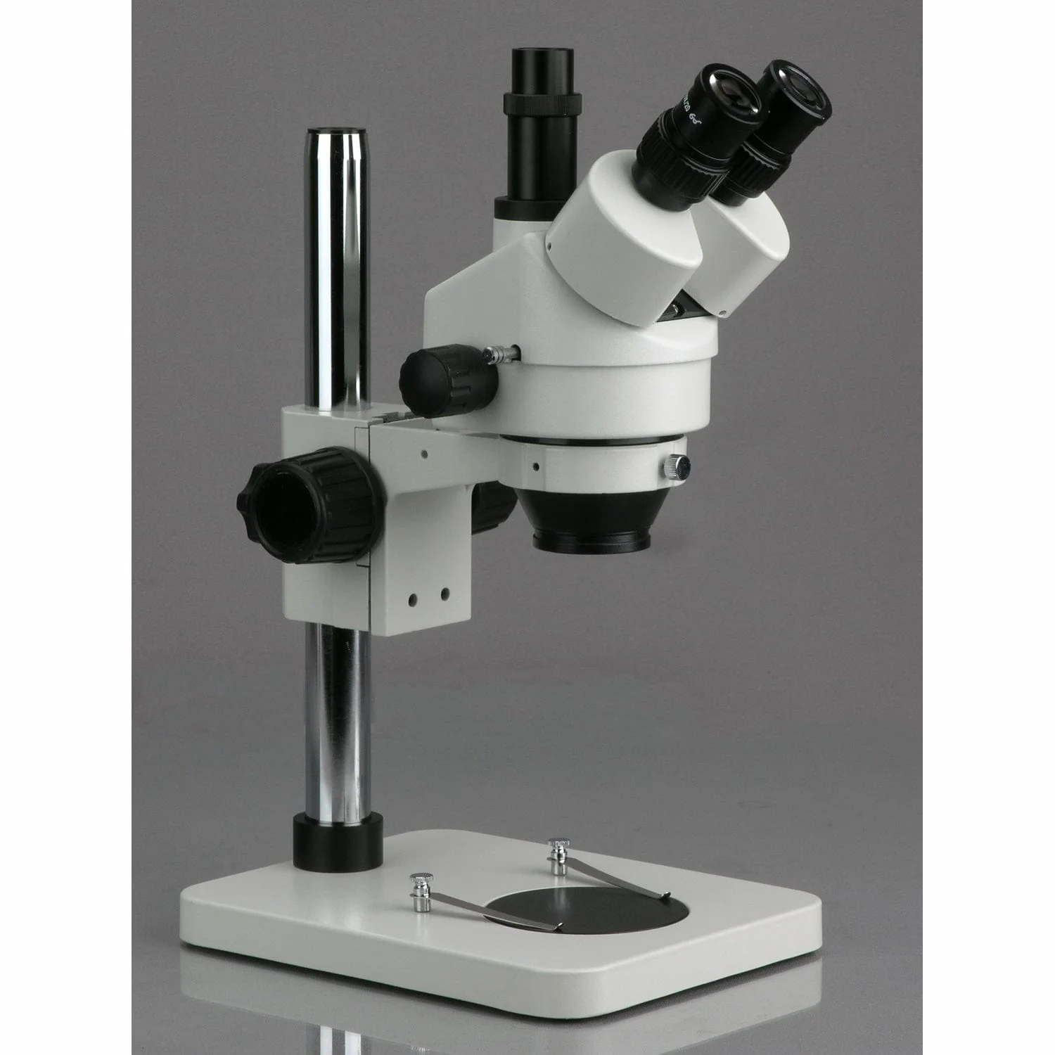 AmScope SM-1 Series Zoom Trinocular Stereo Microscope 7X-45X Magnification on Pillar Stand With 14" Pillar Stand & 64 LED Ring Light - Image 4
