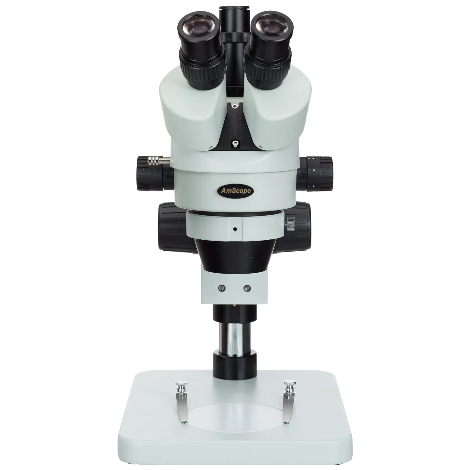 AmScope SM-1 Series Zoom Trinocular Stereo Microscope 7X-90X Magnification on Table Pillar Stand - Image 3