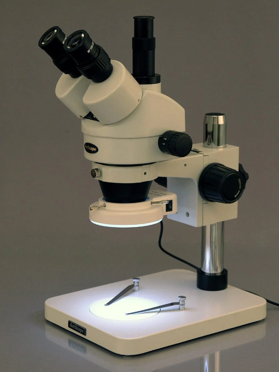 AmScope SM-1 Series Digital Zoom Trinocular Stereo Microscope 3.5X-90X Magnification on Pillar Stand with 144-LED and USB Digital Camera - Image 3
