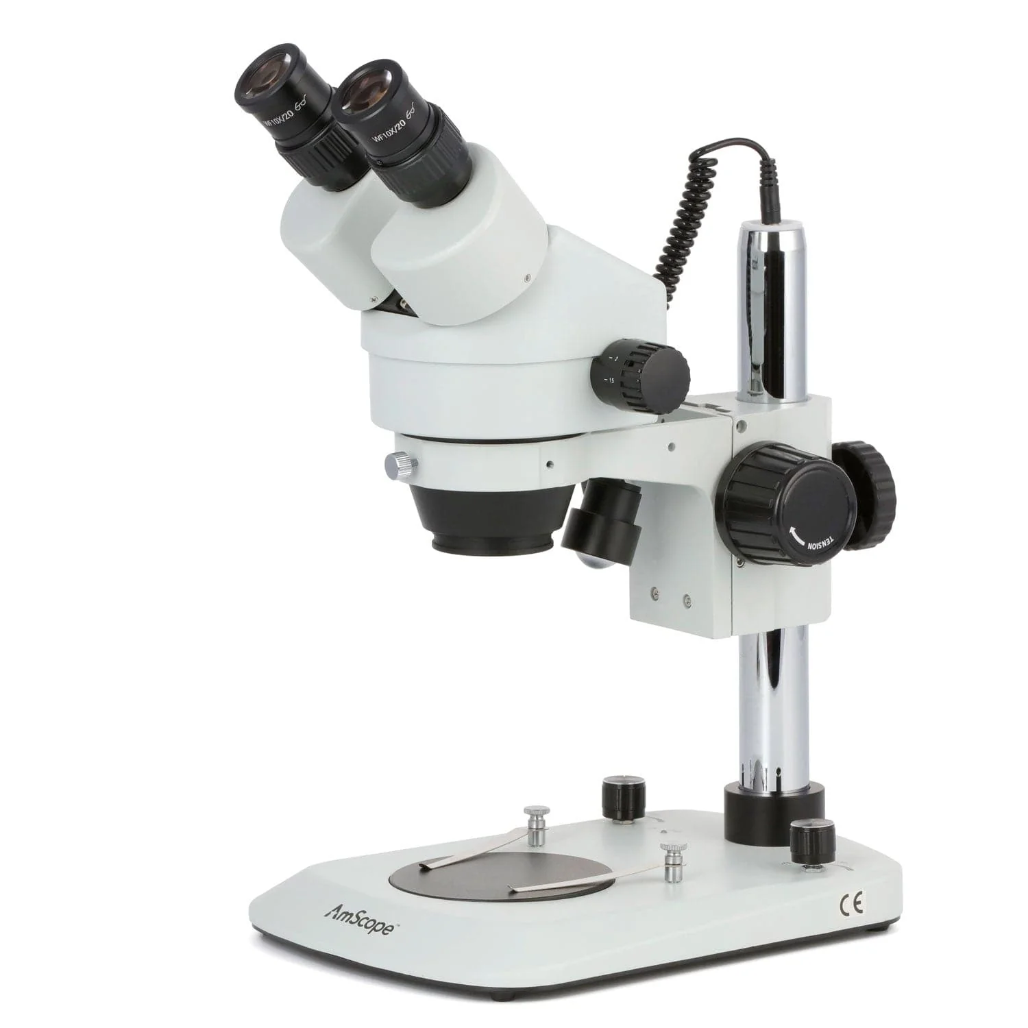 AmScope 7X-45X SM-2 Series Binocular Stereo Microscope with Dual Illumination Low-profile Stand
