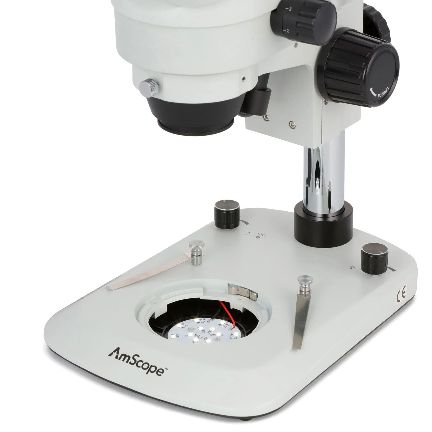 AmScope 7X-45X SM-2 Series Binocular Stereo Microscope with Dual Illumination Low-profile Stand - Image 4