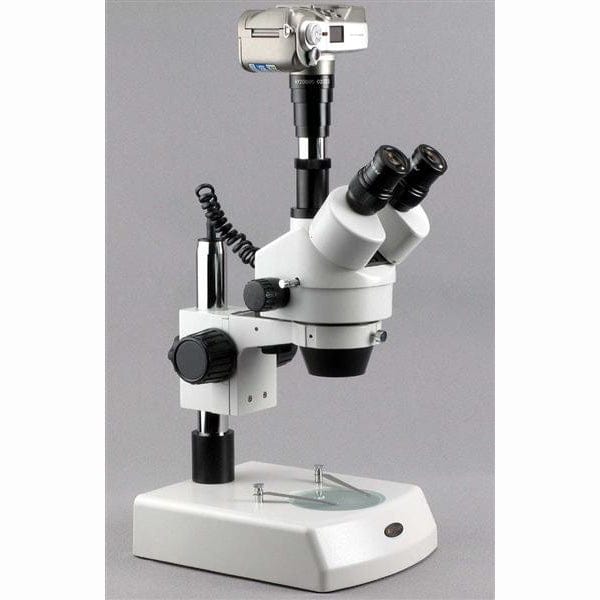AmScope SM-2 Series Zoom Trinocular Stereo Microscope 7X-45X Magnification on Pillar Stand with Aluminum Carrying & Storing Case - Image 9