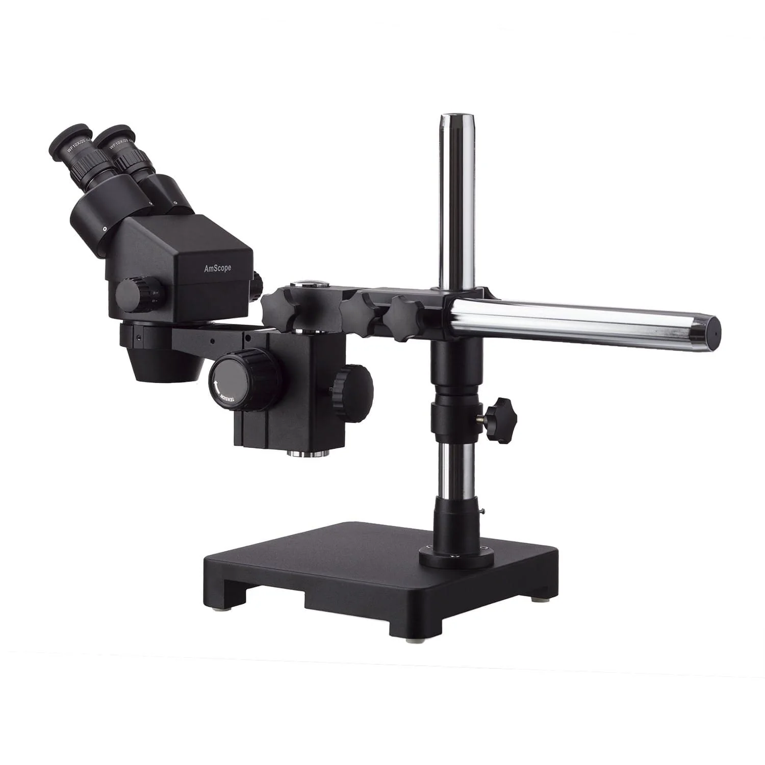 AmScope SM-3 Series Black Zoom Binocular Stereo Microscope 7X-90X Magnification on Single Arm Boom Stand with 80-LED Ring-light - Image 4