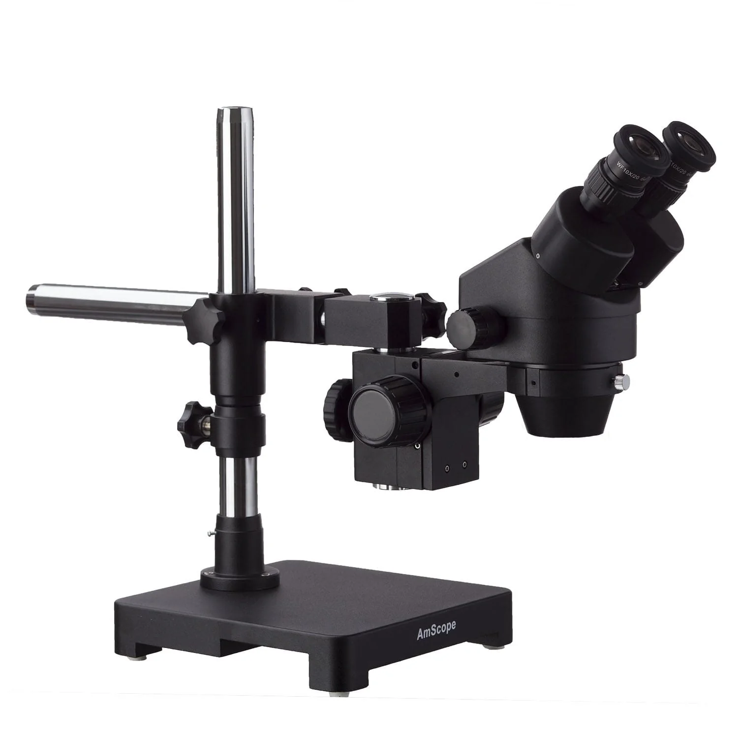 AmScope SM-3 Series Black Zoom Binocular Stereo Microscope 3.5X-90X Magnification on Single Arm Boom Stand with 80-LED Ring-light - Image 3