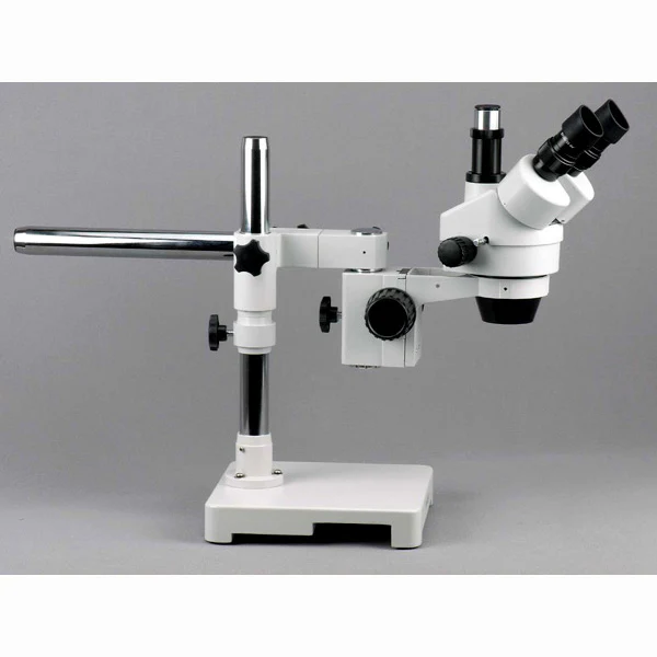 AmScope SM-3 Series Zoom Trinocular Stereo Microscope 7X-90X Magnification on Single Arm Boom Stand with 144 LED Light and Camera - Image 4