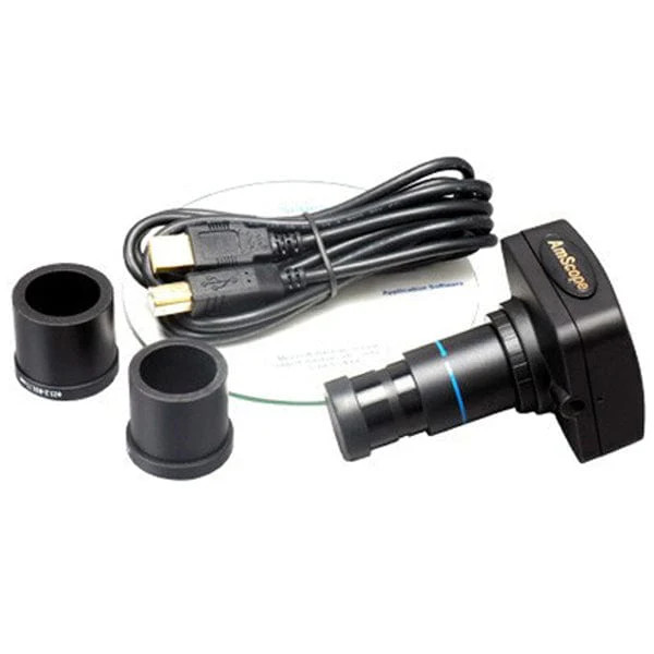 AmScope SM-3 Series Zoom Trinocular Stereo Microscope 3.5X-90X Magnification on Single Arm Boom Stand with Fiber Optic Y-Shape & Ring Lights + Camera - Image 4