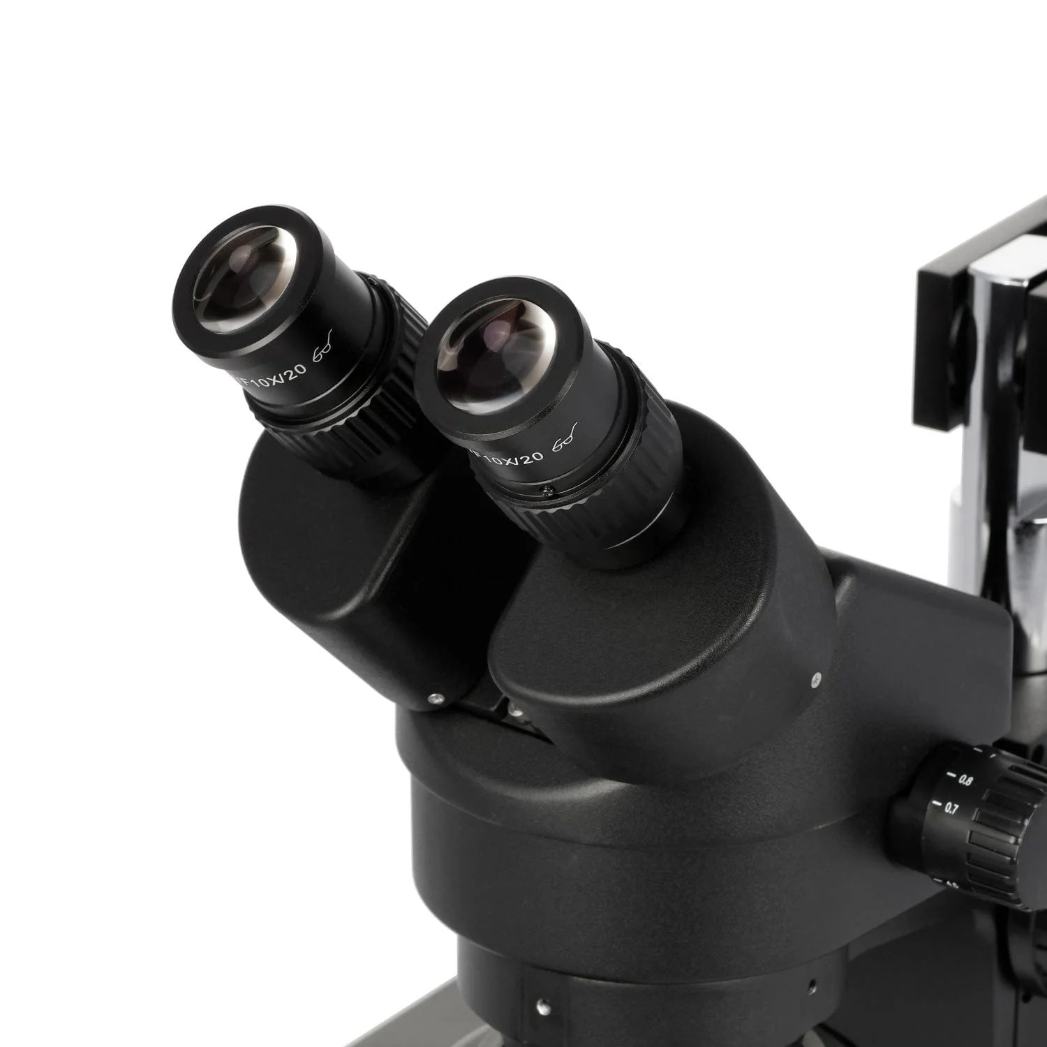 AmScope SM-4 Series Zoom Binocular Stereo Microscope 7X-90X Magnification on Black Double Arm Boom Stand - Image 5