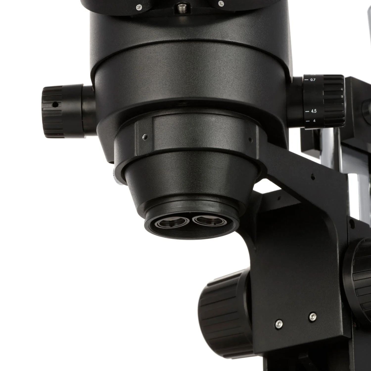 AmScope SM-4 Series Zoom Binocular Stereo Microscope 7X-90X Magnification on Black Double Arm Boom Stand - Image 6