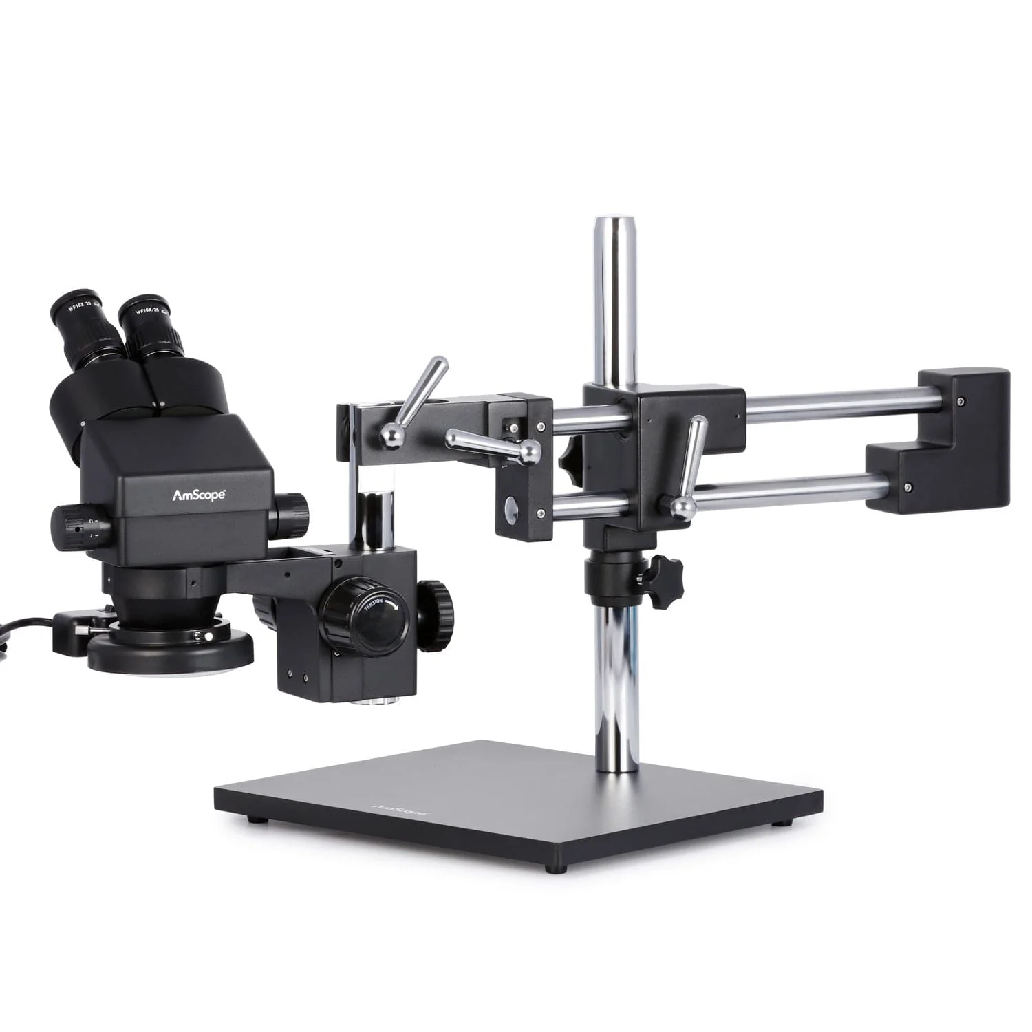 AmScope SM-4B Series Boom Stand Stereo Microscope 3.5X-90X Magnification With Fluorescent Light For Circuit Board Assembly - Image 3