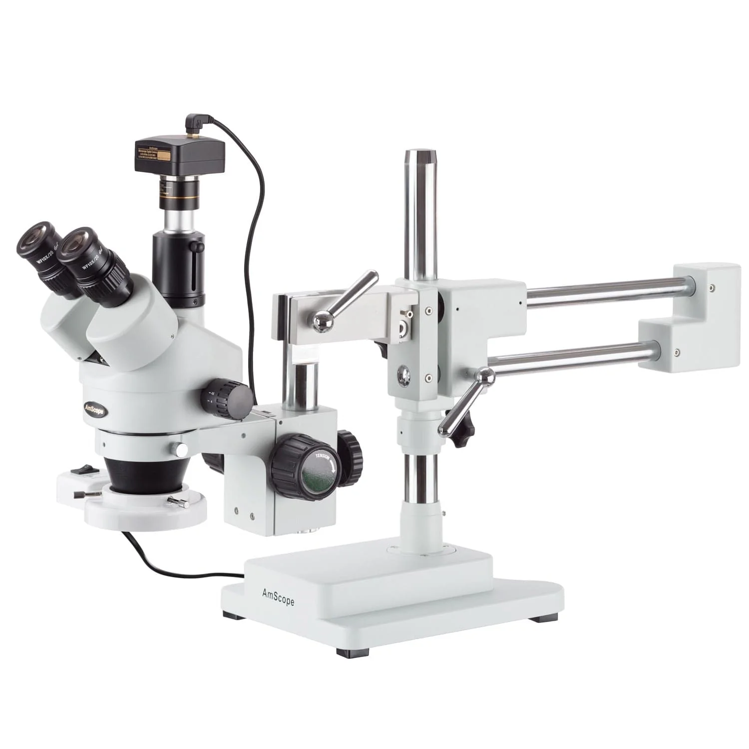 3.5X-90X Simul-Focal Boom Microscope + Fluorescent Light + 5MP Camera