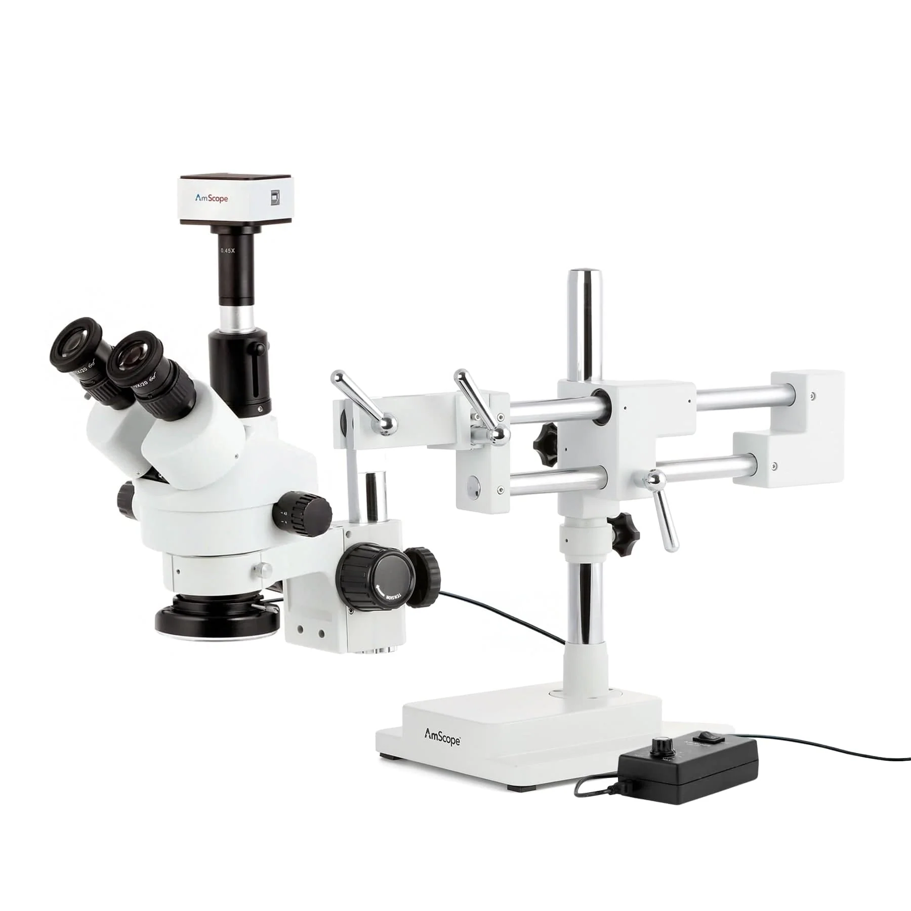 AmScope SM-4T Series Circuit Zoom Stereo Microscope 3.5X-90X Magnification with 144 LED Light + 5MP Digital Camera