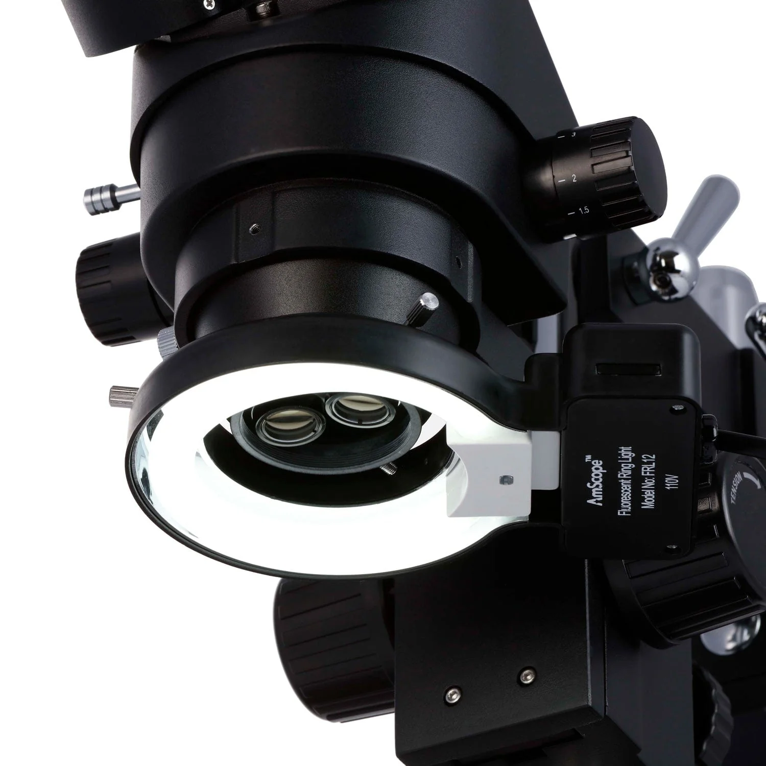 AmScope SM-4 Series Zoom Trinocular Stereo Microscope 3.5X-90X Magnification on Double Arm Boom Stand with 1.3MP USB Camera - Image 4