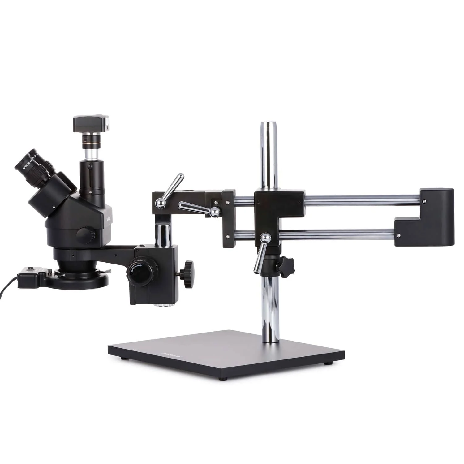 AmScope SM-4 Series Zoom Trinocular Stereo Microscope 3.5X-90X Magnification on Double Arm Boom Stand with 1.3MP USB Camera - Image 6